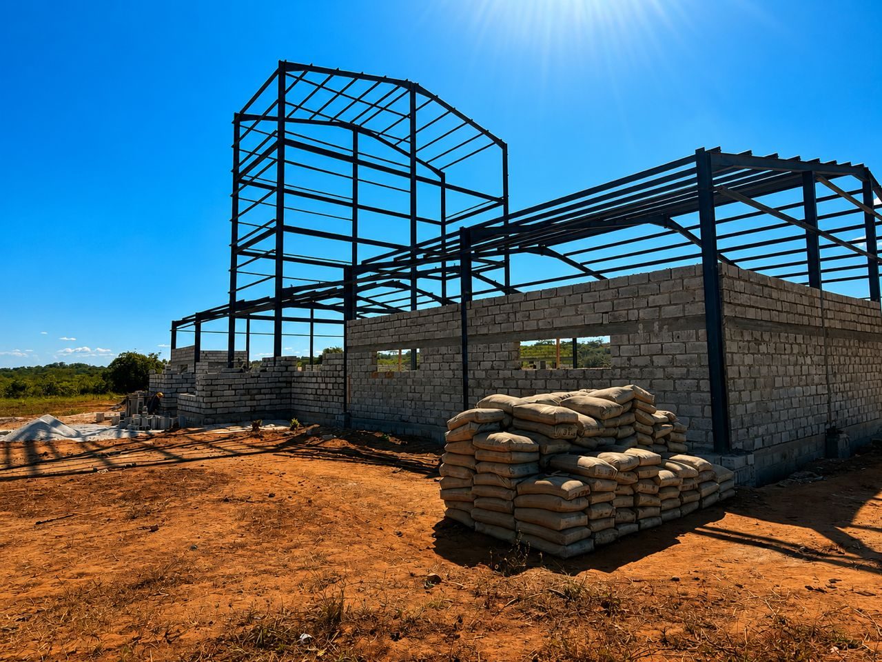 Industrial steel framework project by ZamForge Steel in Zambia